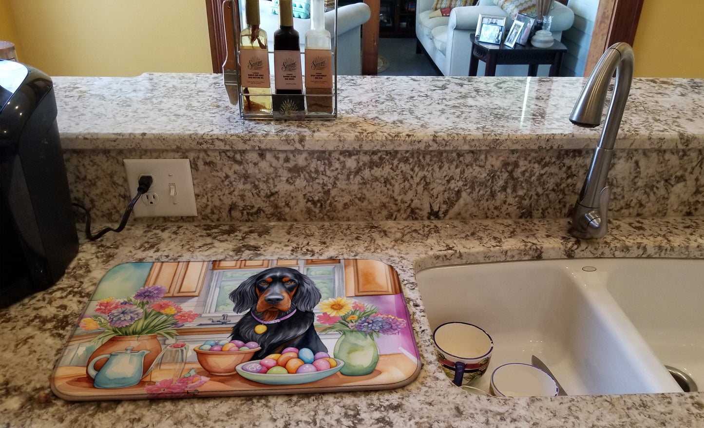 Decorating Easter Gordon Setter Dish Drying Mat