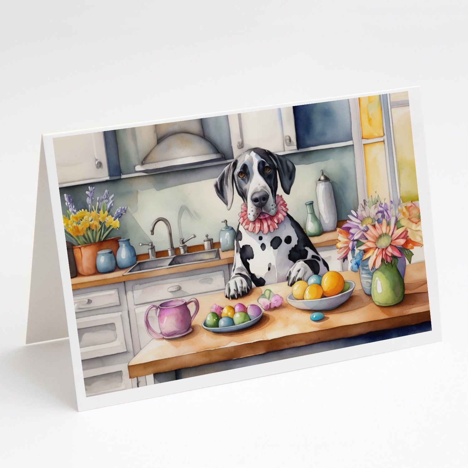 Buy this Decorating Easter Great Dane Greeting Cards Pack of 8