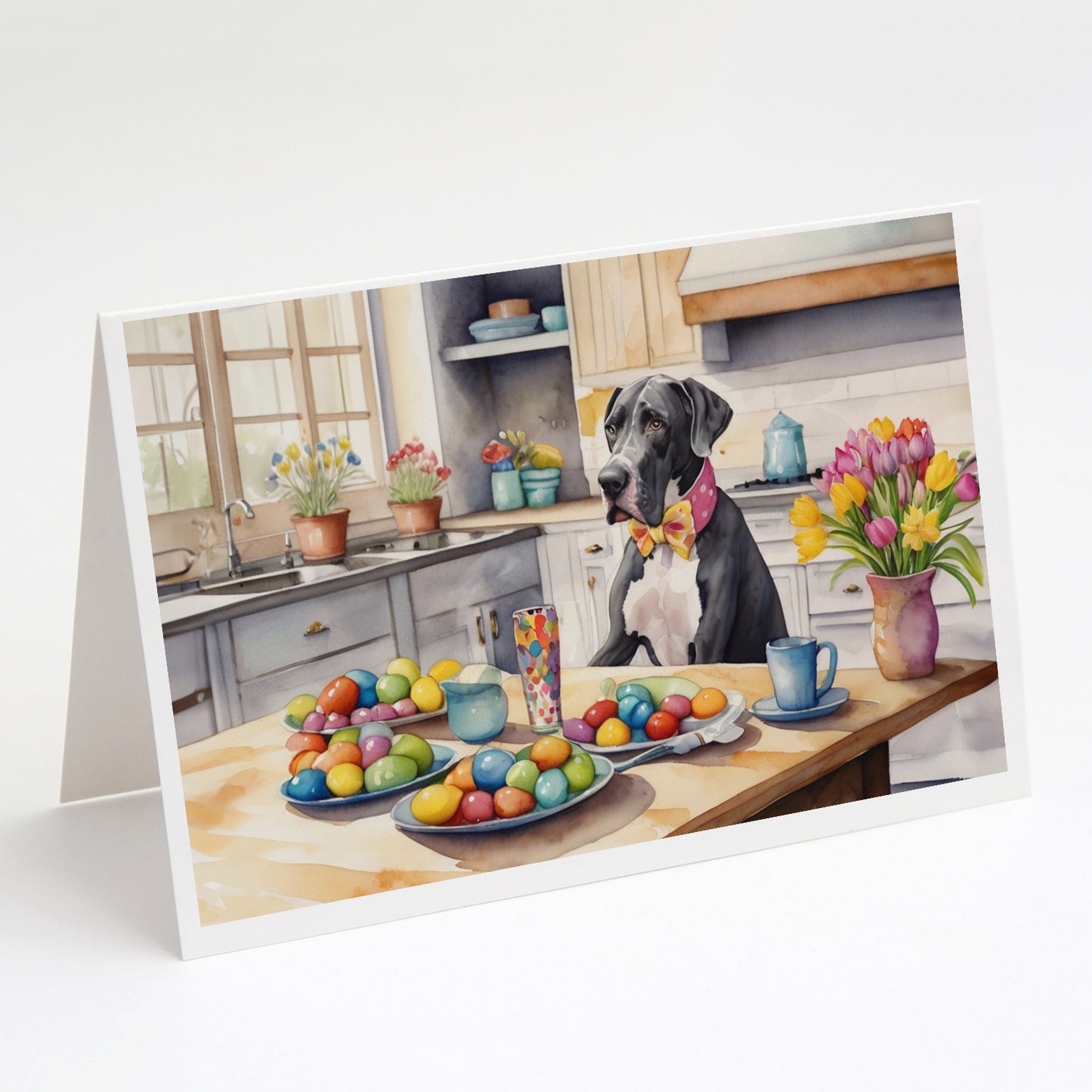Buy this Decorating Easter Great Dane Greeting Cards Pack of 8