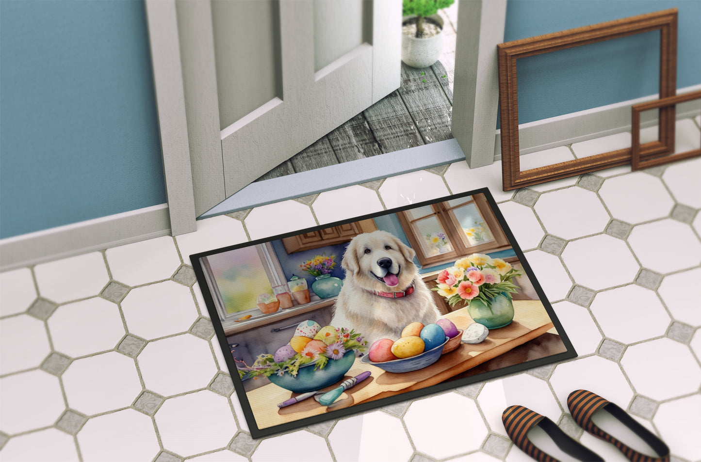 Decorating Easter Great Pyrenees Doormat