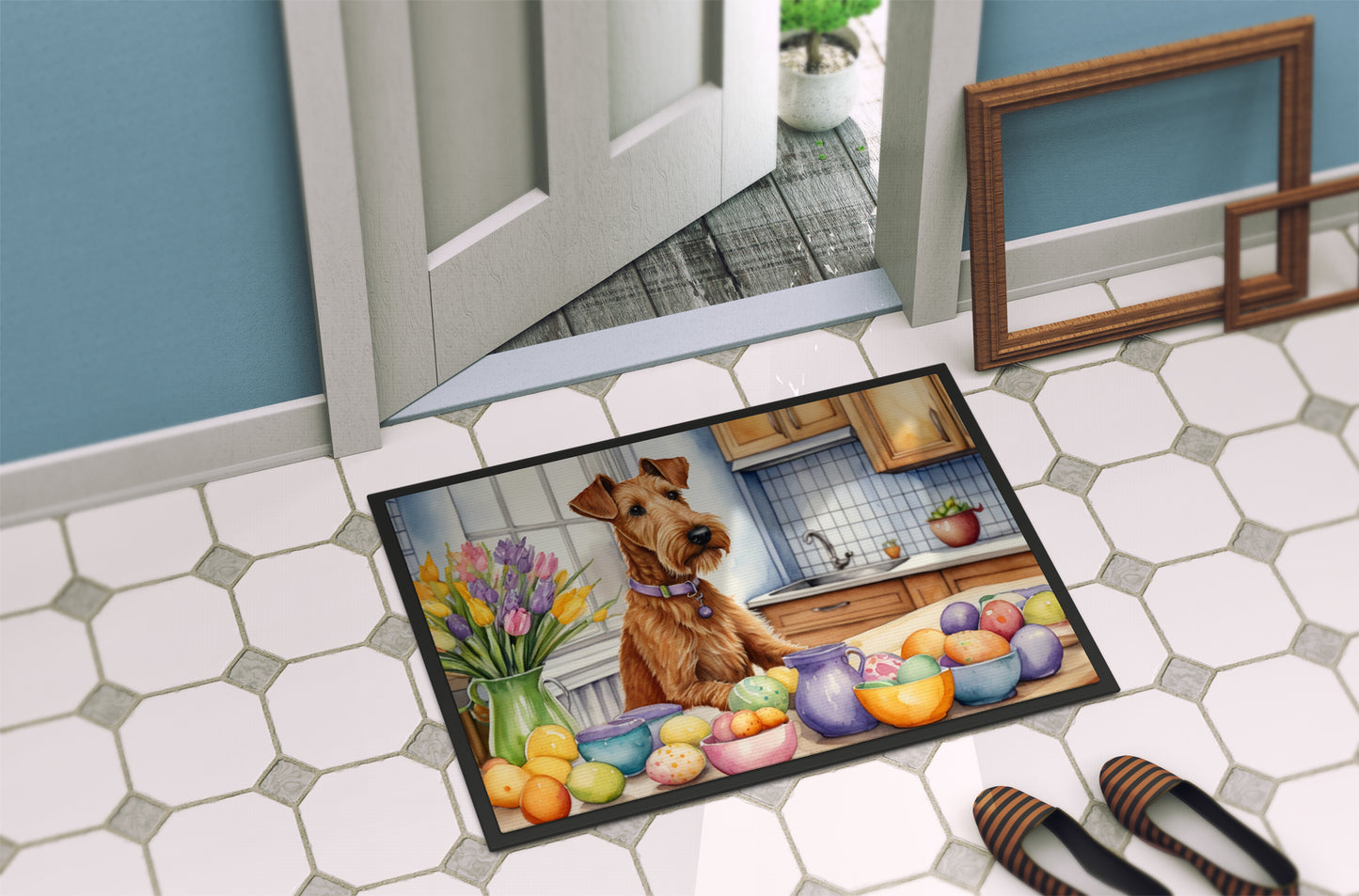 Decorating Easter Irish Terrier Doormat