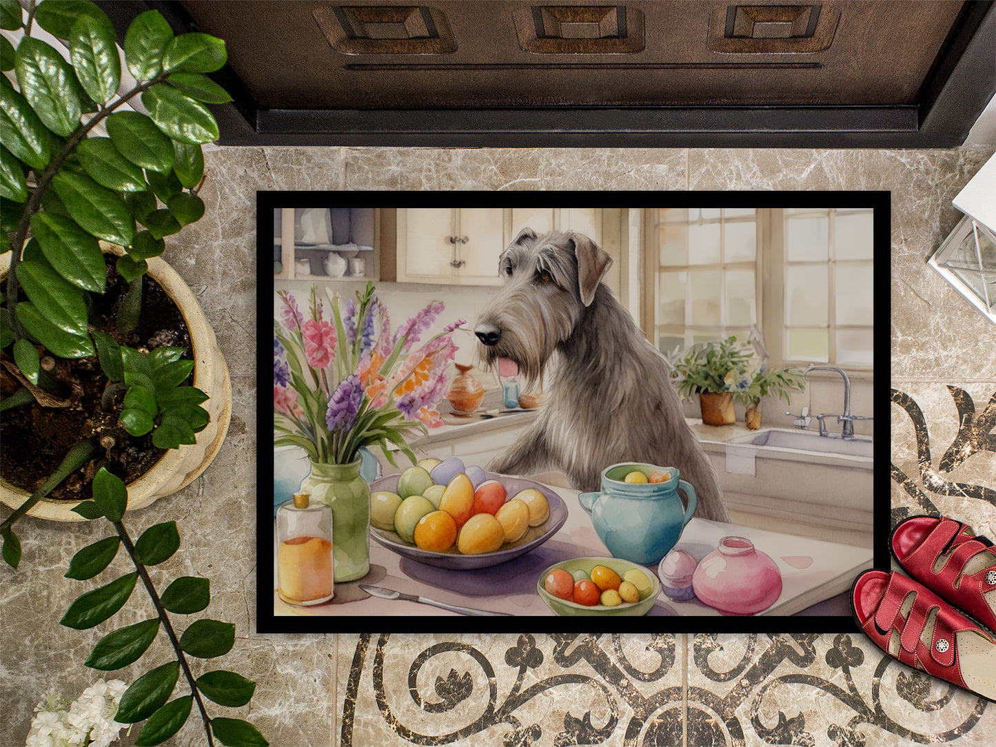 Decorating Easter Irish Wolfhound Doormat