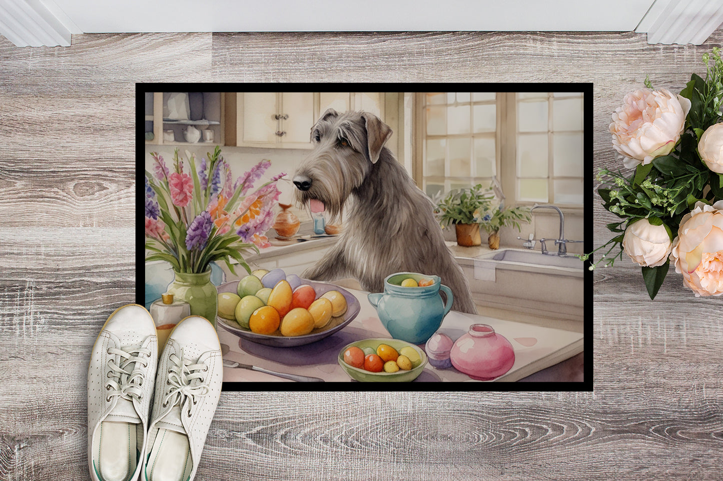 Decorating Easter Irish Wolfhound Doormat