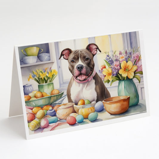 Buy this Decorating Easter Pit Bull Terrier Greeting Cards Pack of 8