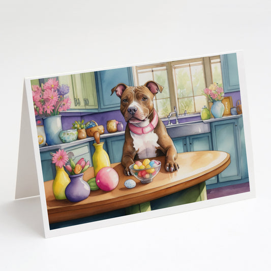 Buy this Decorating Easter Pit Bull Terrier Greeting Cards Pack of 8