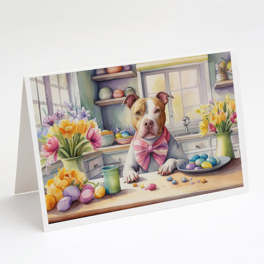 Buy this Decorating Easter Pit Bull Terrier Greeting Cards Pack of 8