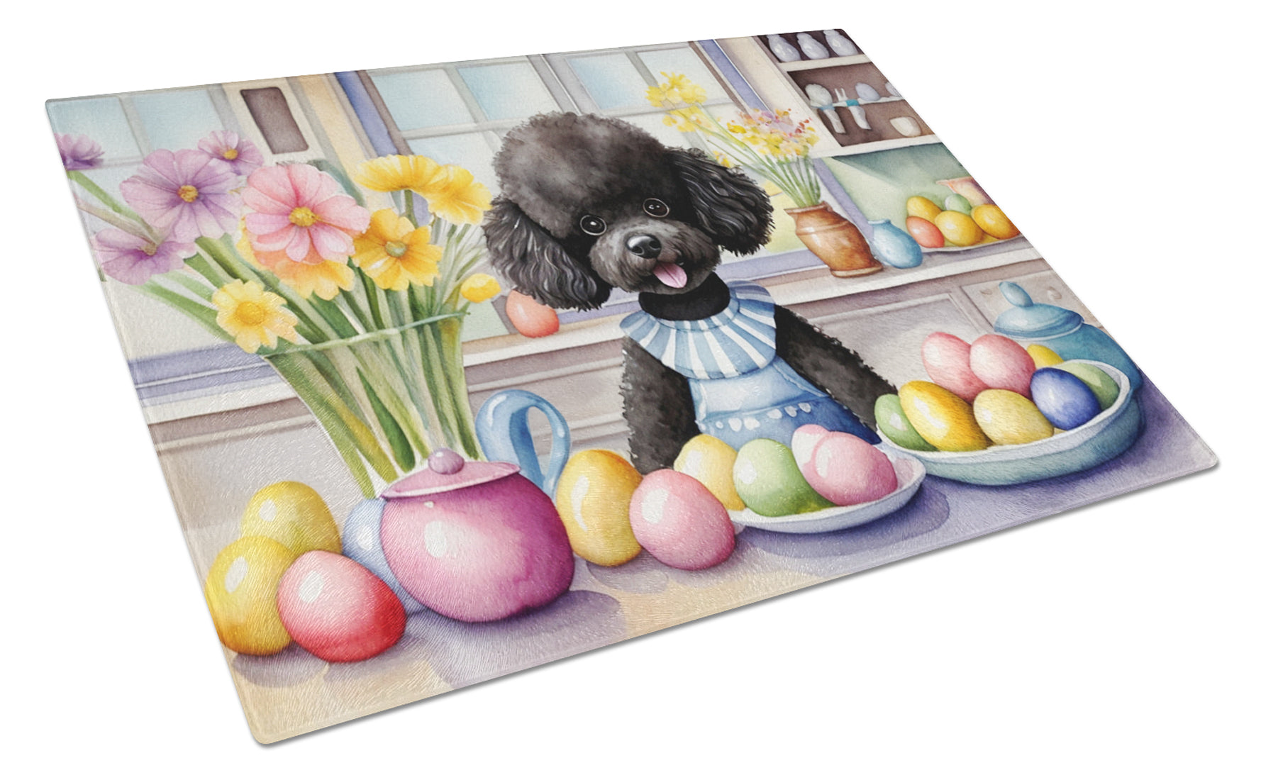 Buy this Decorating Easter Black Poodle Glass Cutting Board