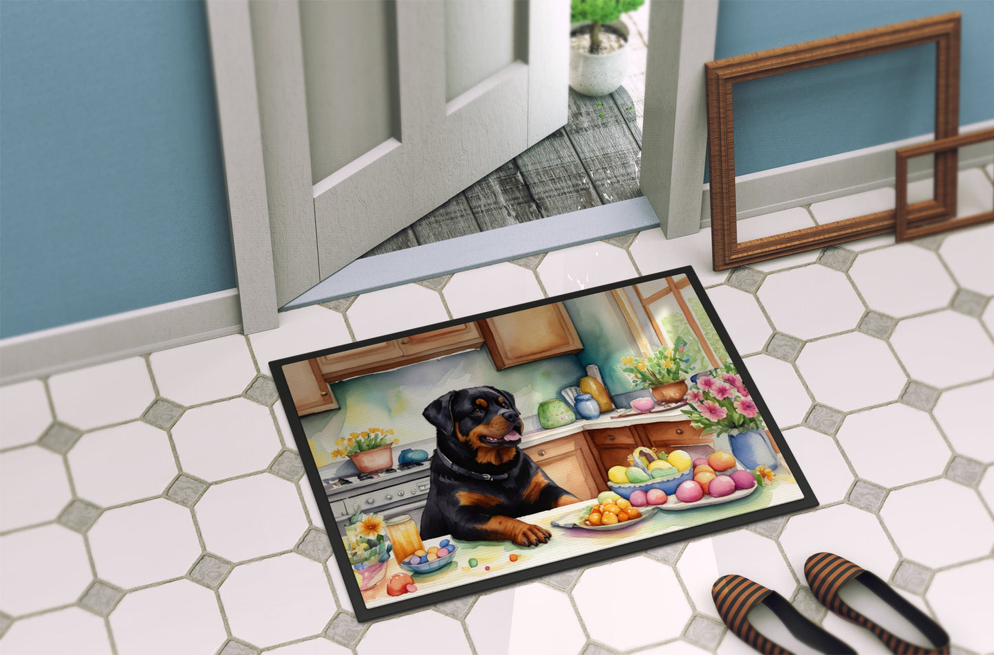 Decorating Easter Rottweiler Doormat