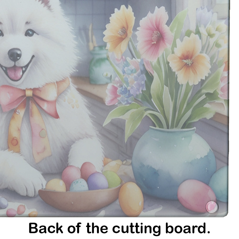 Decorating Easter Samoyed Glass Cutting Board