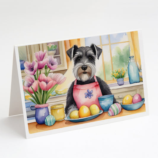 Buy this Decorating Easter Schnauzer Greeting Cards Pack of 8