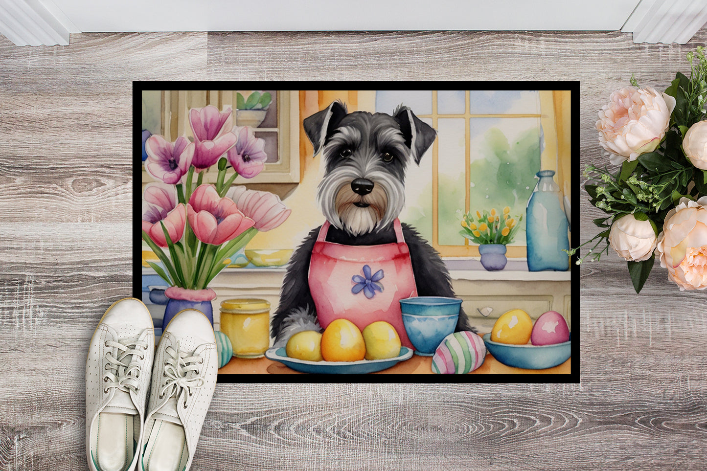 Decorating Easter Schnauzer Doormat