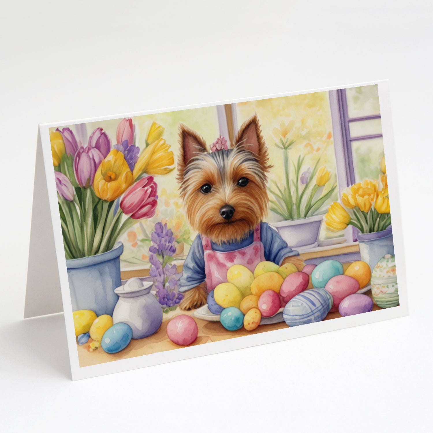 Buy this Decorating Easter Silky Terrier Greeting Cards Pack of 8