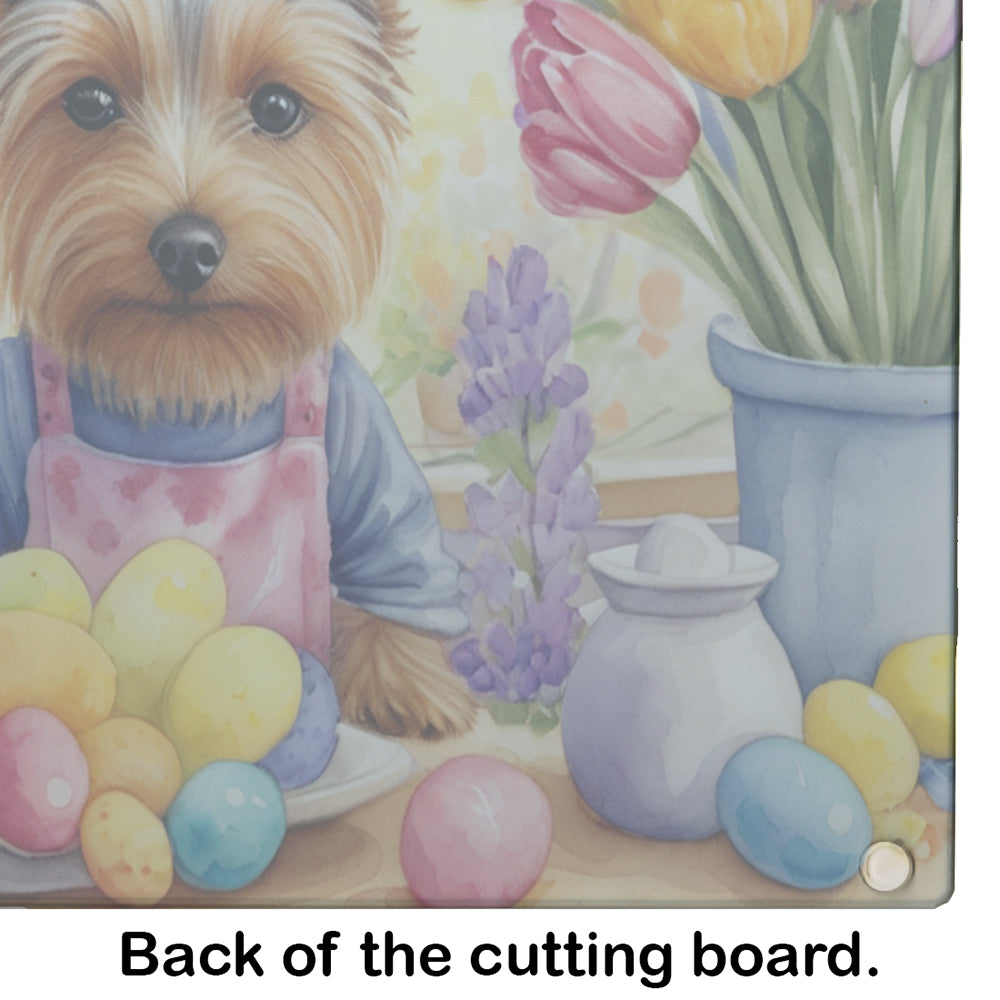 Decorating Easter Silky Terrier Glass Cutting Board