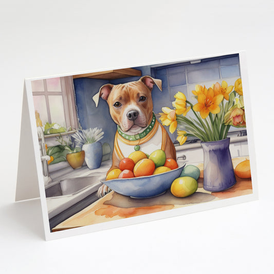 Buy this Decorating Easter Staffordshire Bull Terrier Greeting Cards Pack of 8