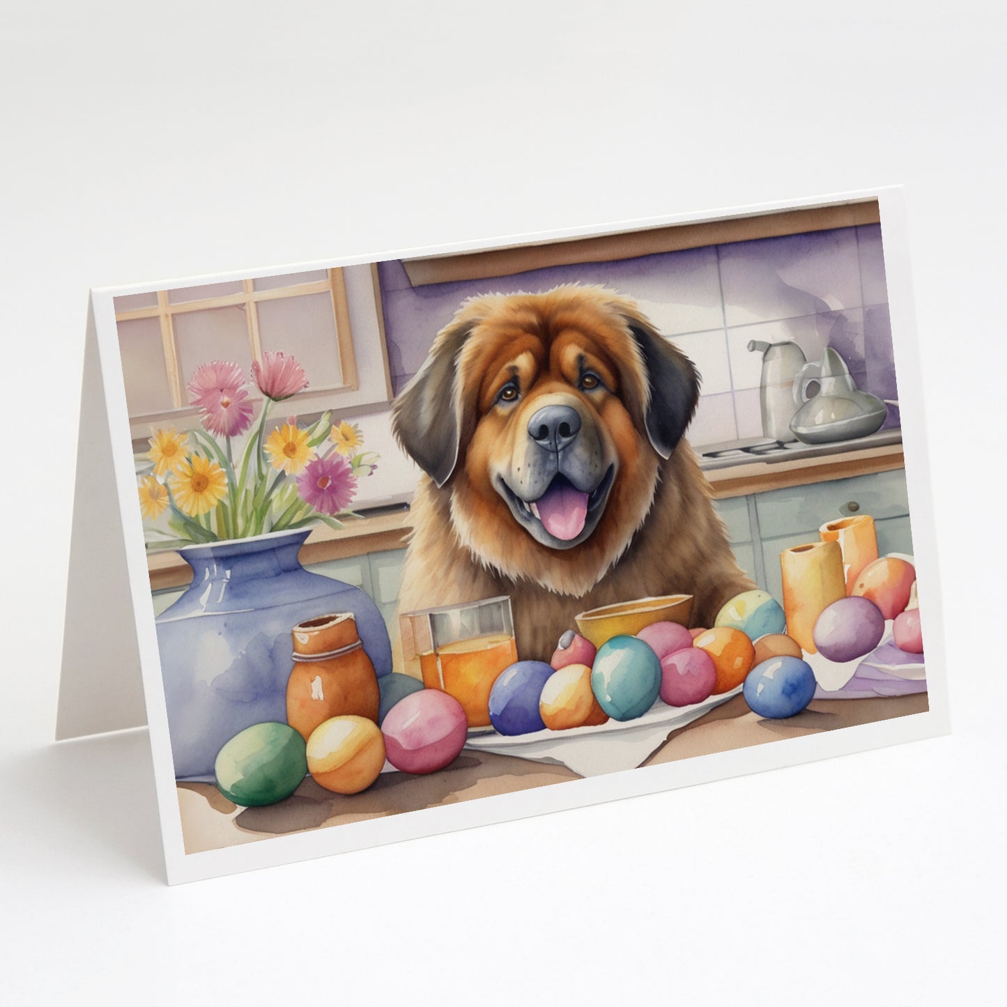 Buy this Decorating Easter Tibetan Mastiff Greeting Cards Pack of 8