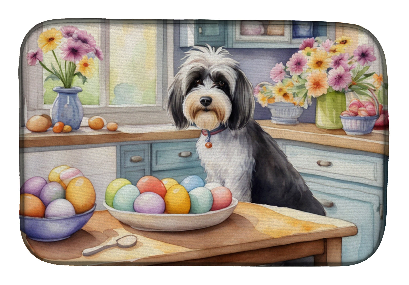 Buy this Decorating Easter Tibetan Terrier Dish Drying Mat