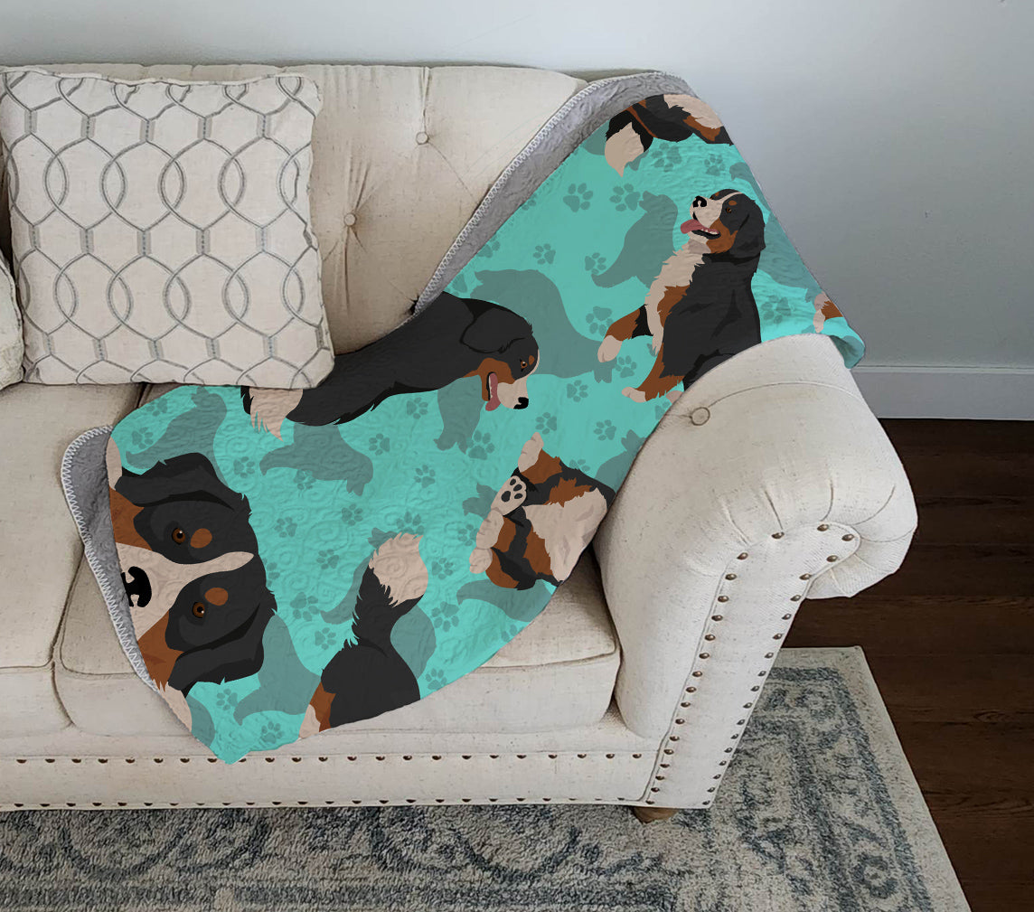 Bernese Mountain Dog Quilted Blanket 50x60