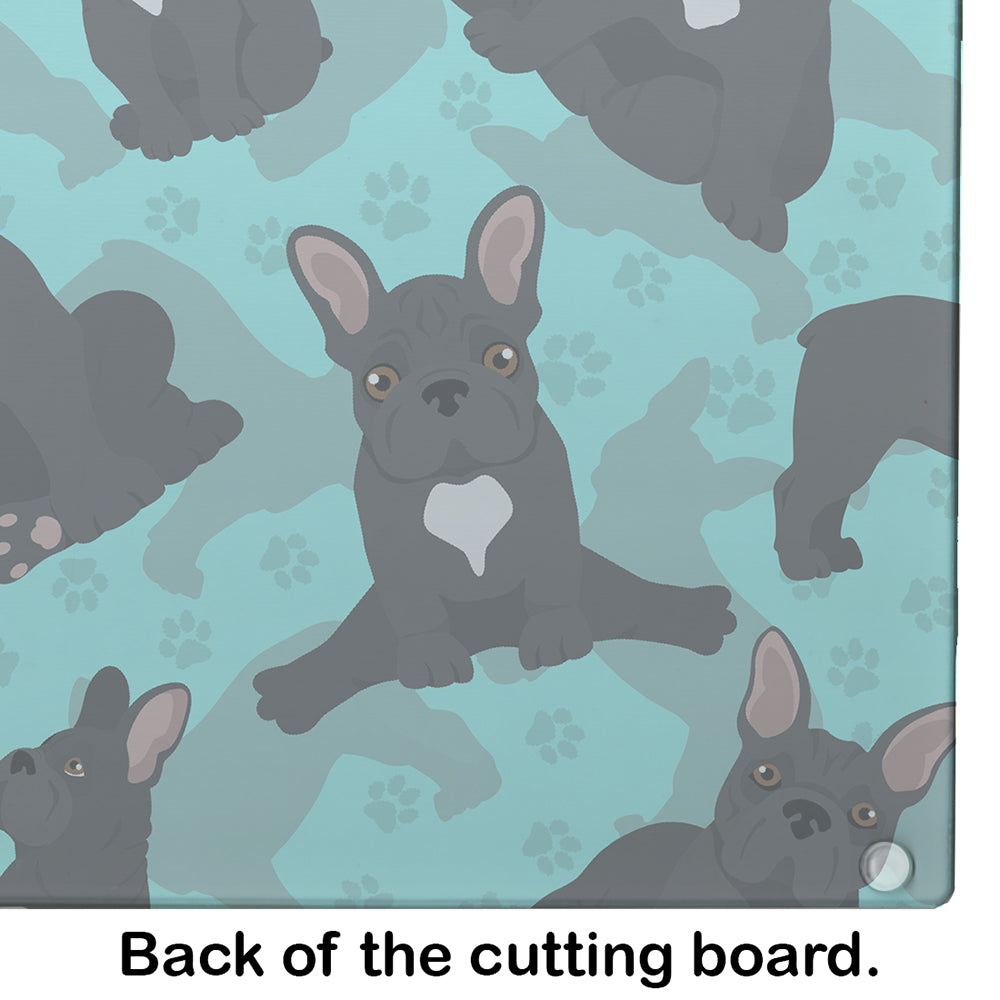 Black French Bulldog Glass Cutting Board Large