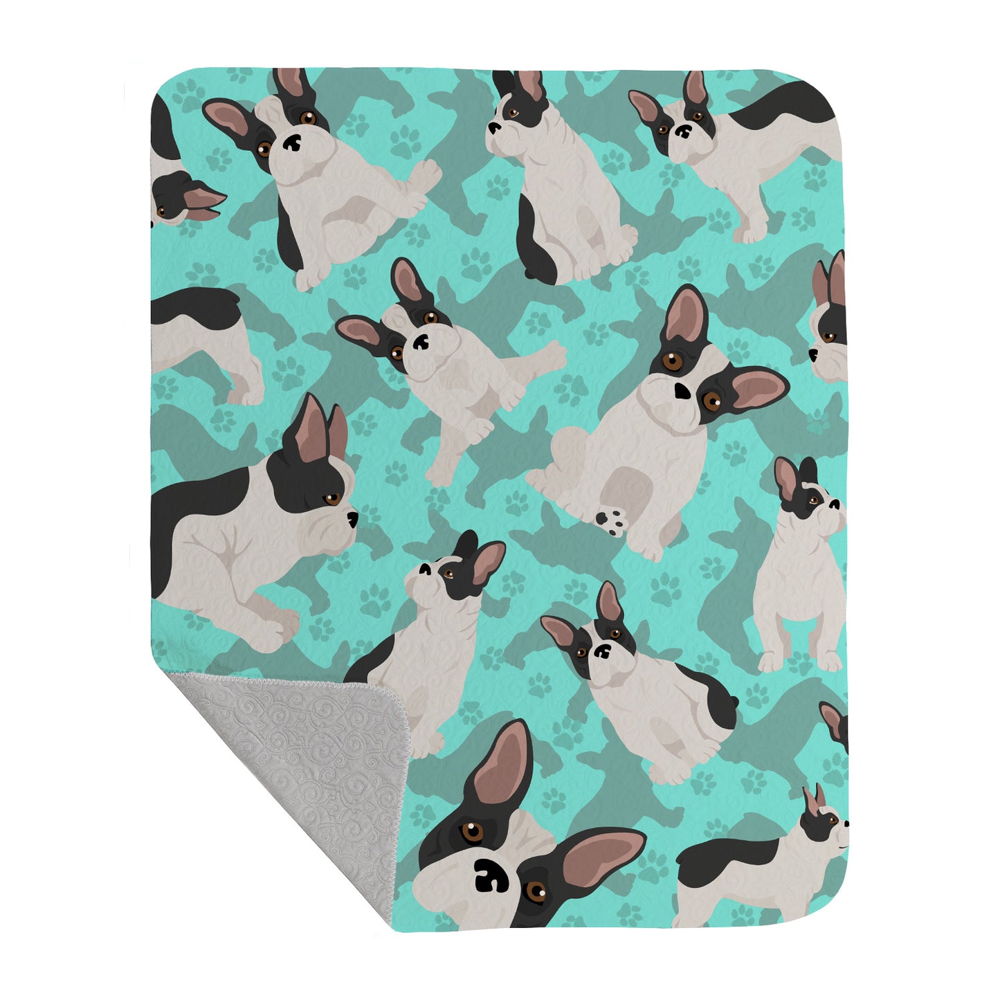 Buy this Black and White French Bulldog Quilted Blanket 50x60