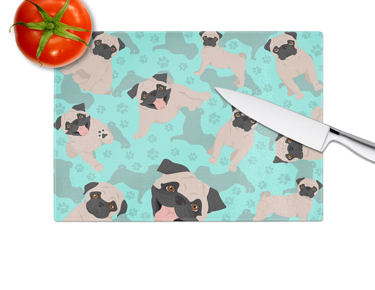 Fawn Pug Glass Cutting Board Large