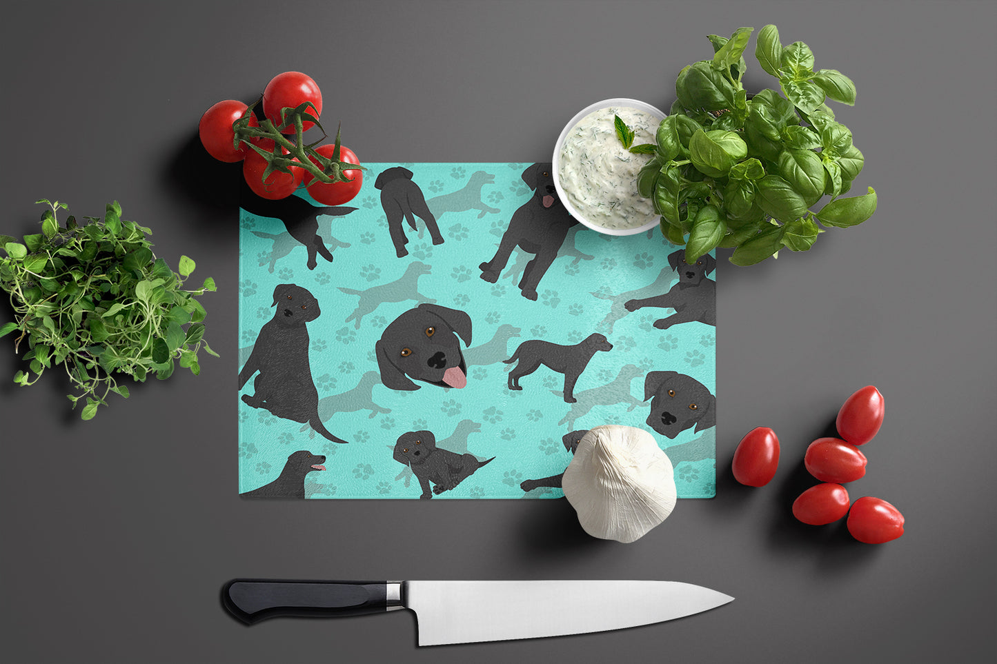 Black Labrador Retriever Glass Cutting Board Large