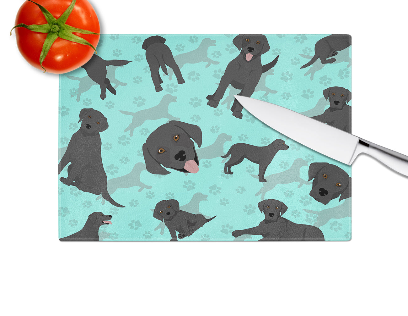 Black Labrador Retriever Glass Cutting Board Large