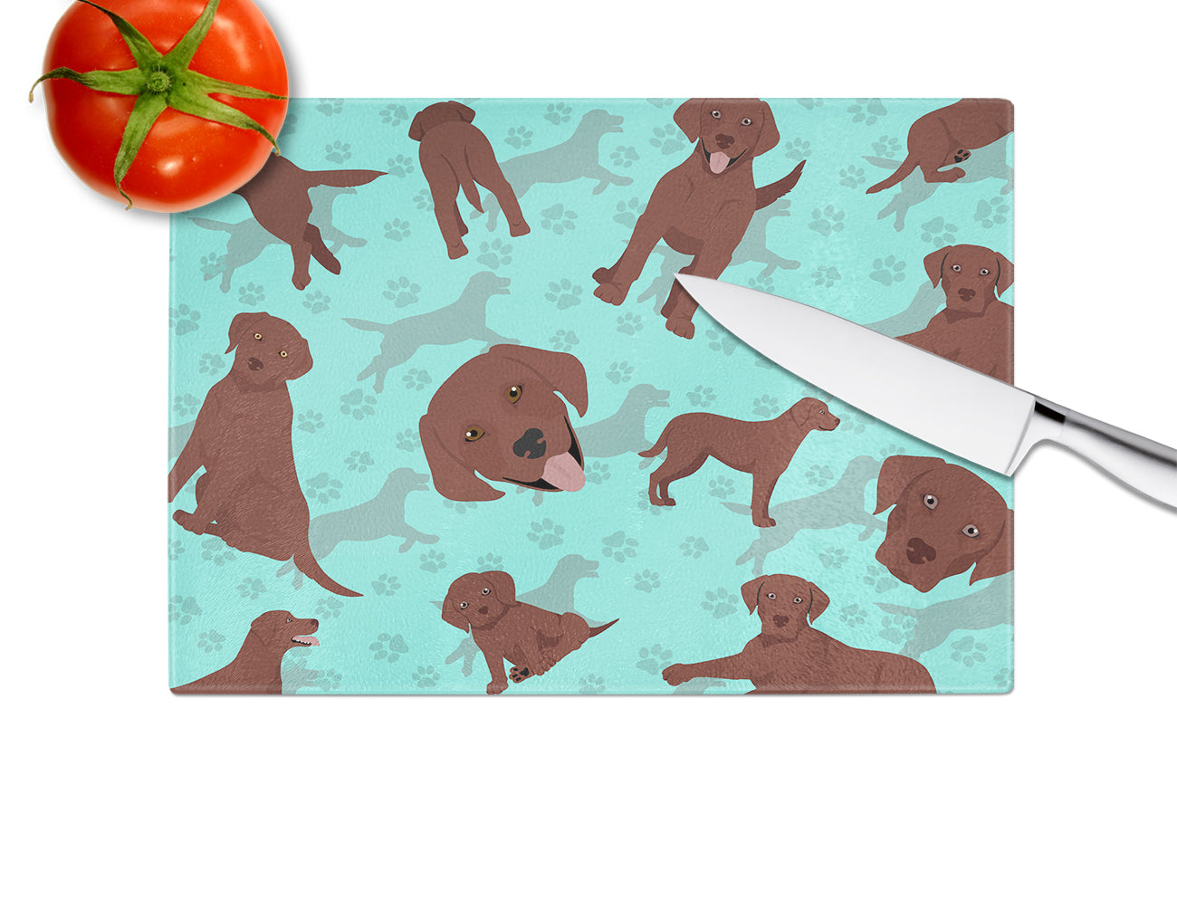 Chocolate Labrador Retriever Glass Cutting Board Large