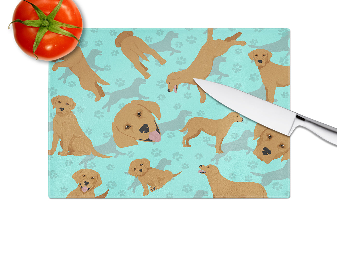 Red Fox Labrador Retriever Glass Cutting Board Large