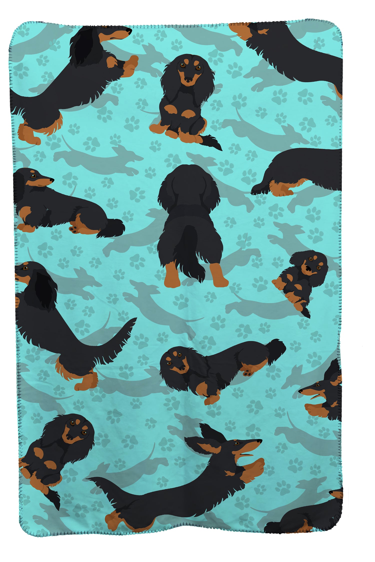 Buy this Longhaired Black Tan Dachshund Soft Travel Blanket with Bag