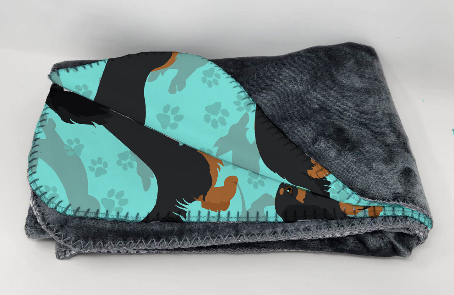 Longhaired Black Tan Dachshund Soft Travel Blanket with Bag