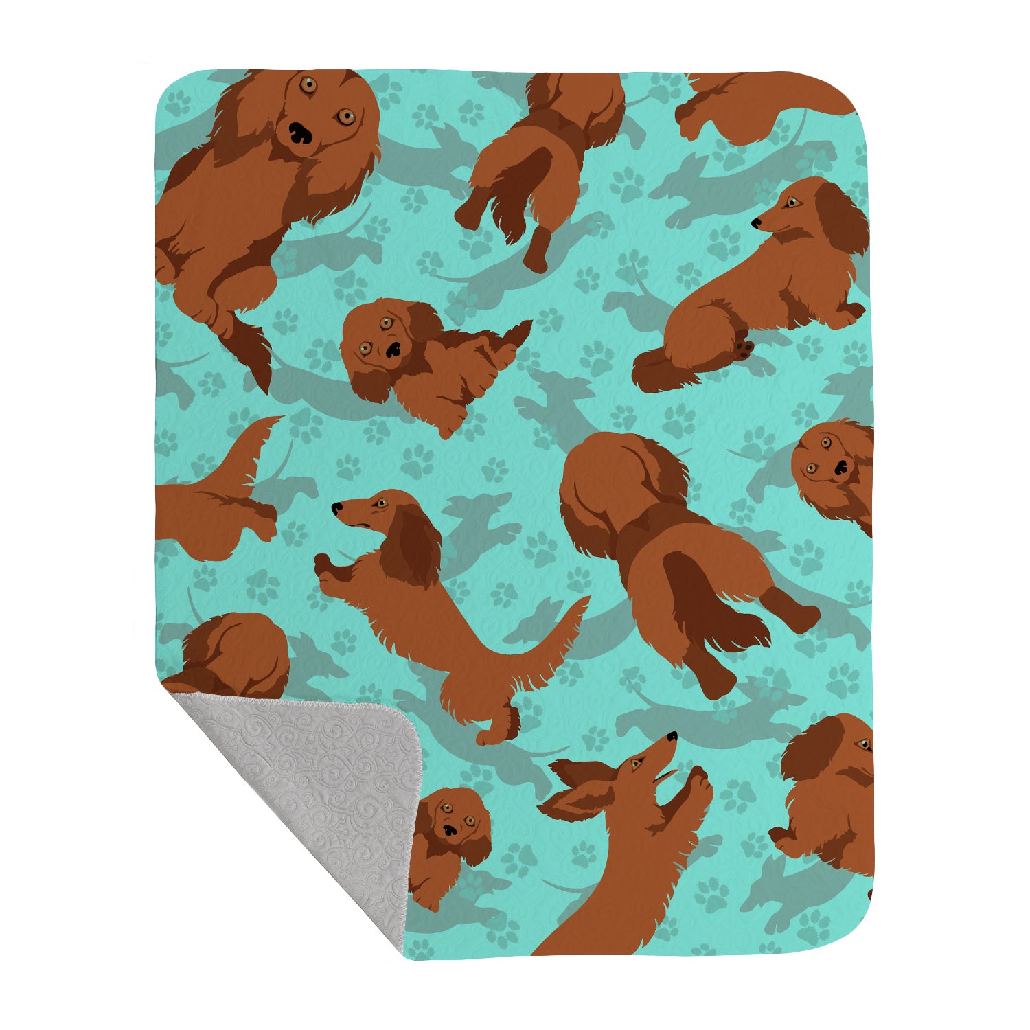 Buy this Longhaired Red Dachshund Quilted Blanket 50x60