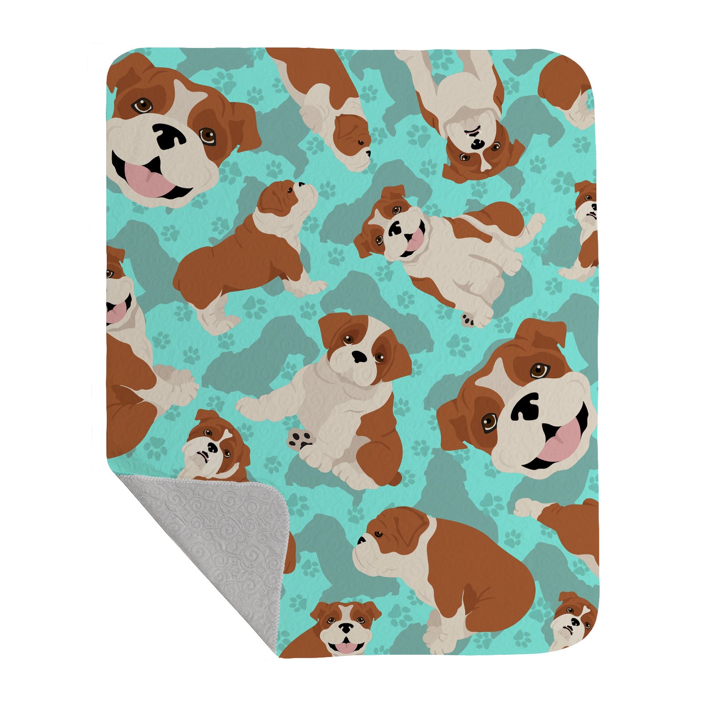 Buy this Red and White English Bulldog Quilted Blanket 50x60