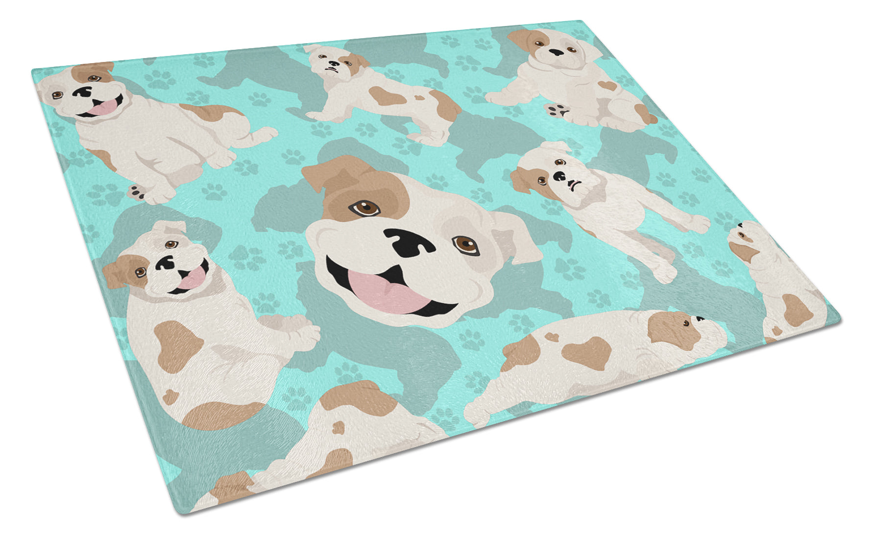 Buy this Piebald English Bulldog Glass Cutting Board Large