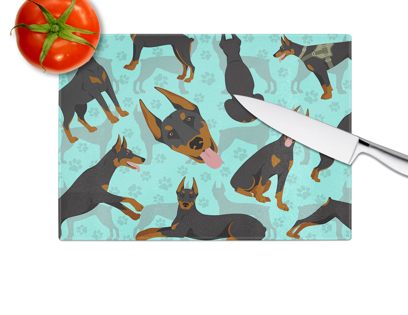 Doberman Pinscher Glass Cutting Board Large