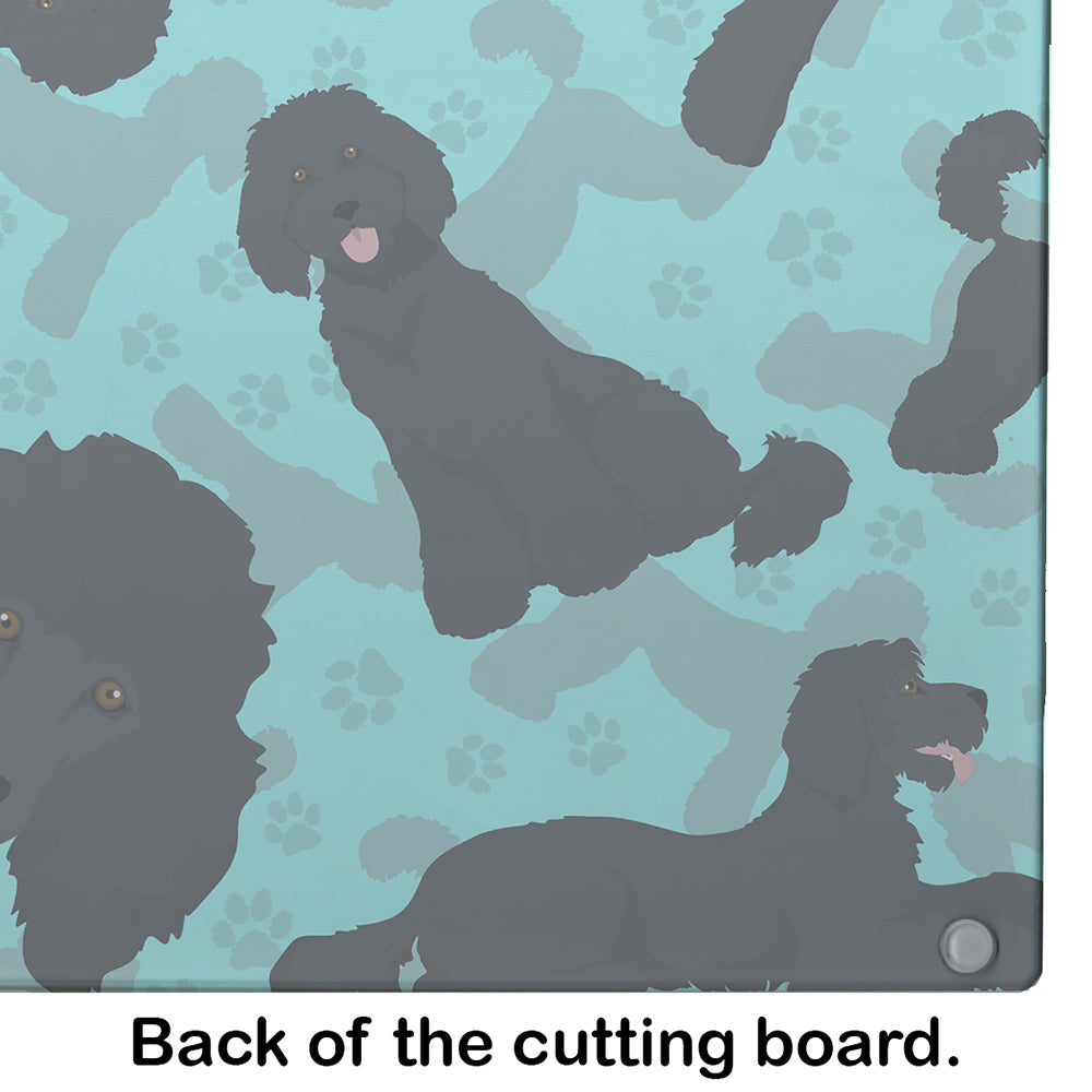 Black Standard Poodle Glass Cutting Board Large