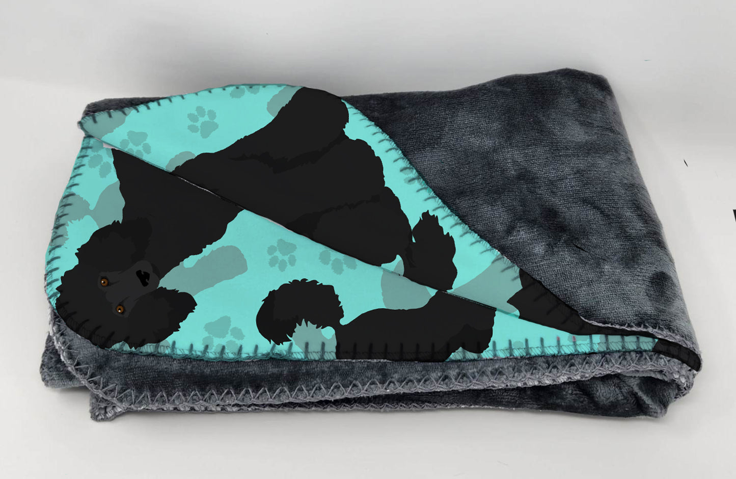 Black Standard Poodle Soft Travel Blanket with Bag