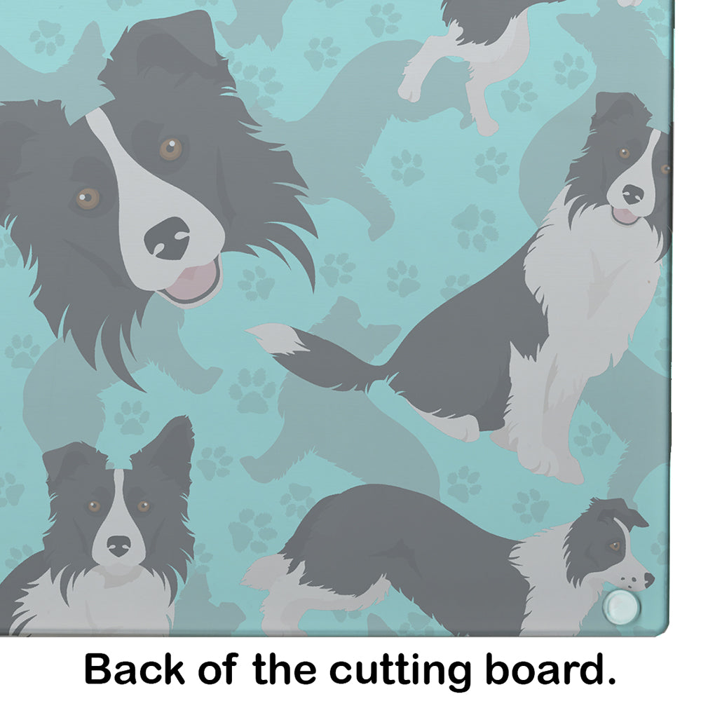 Border Collie Glass Cutting Board Large