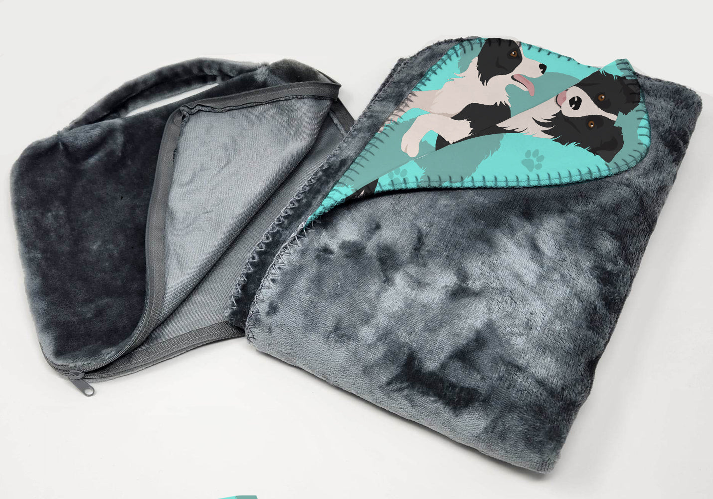 Border Collie Soft Travel Blanket with Bag