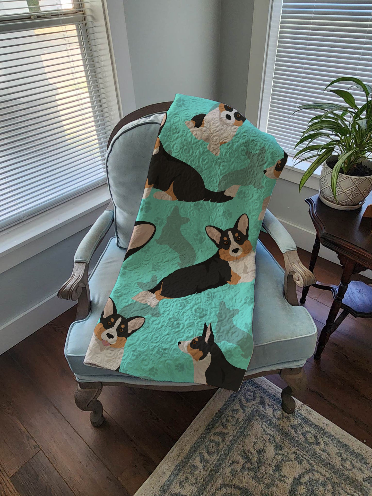 Tricolor Cardigan Corgi Quilted Blanket 50x60