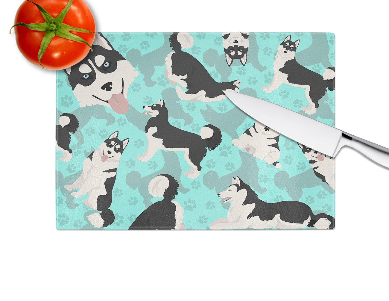 Siberian Husky Glass Cutting Board Large
