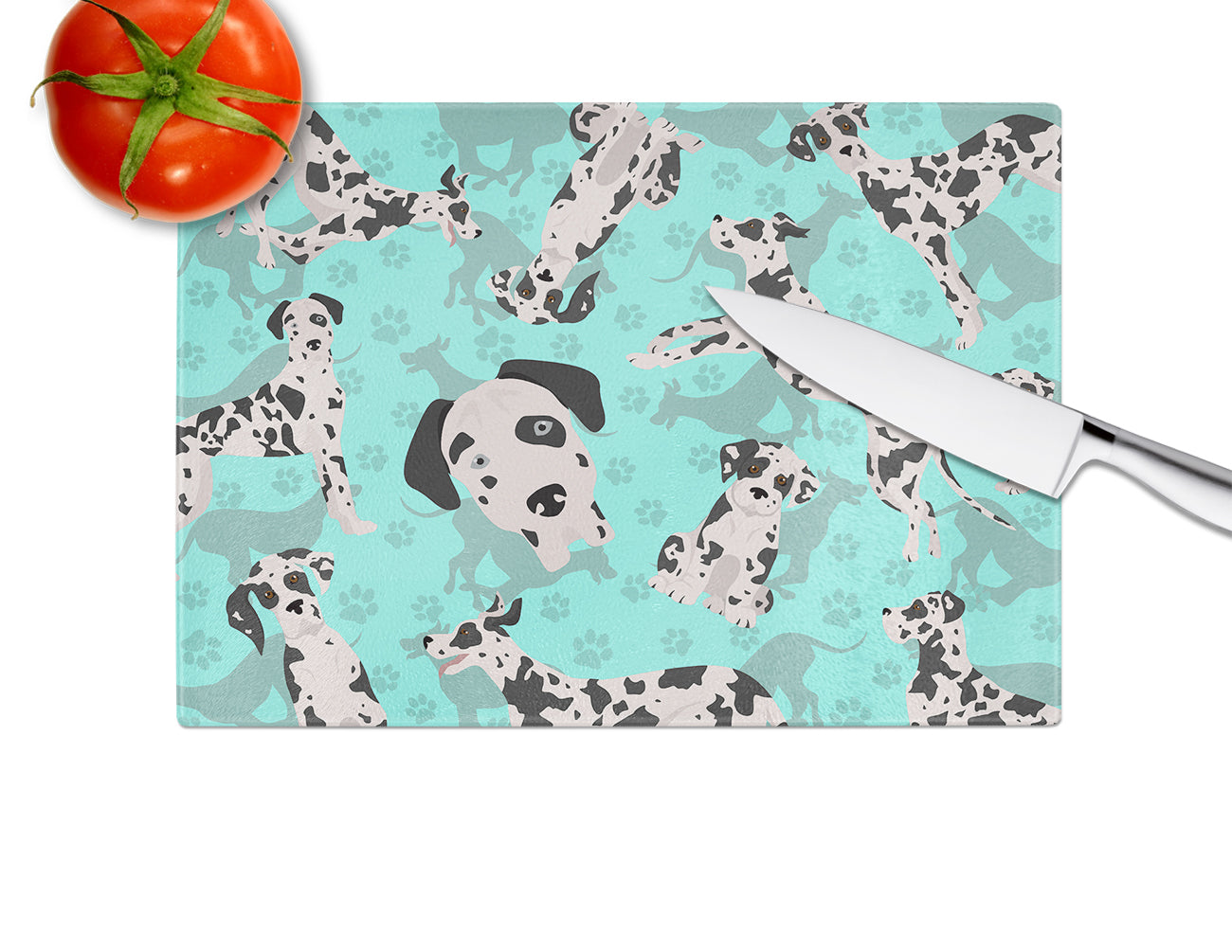 Harlequin Natural Ears Great Dane Glass Cutting Board Large