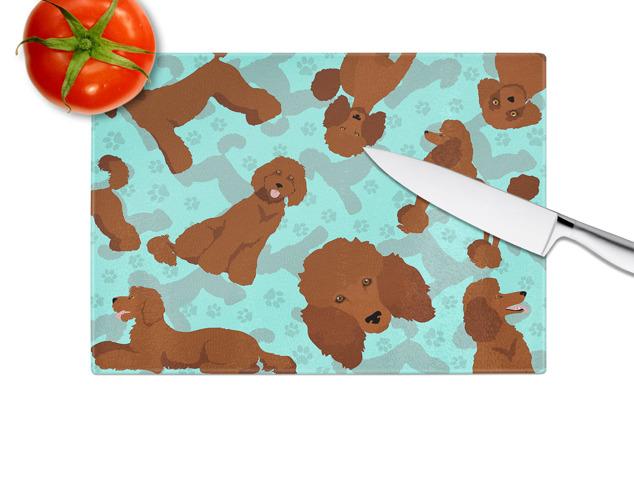 Chocolate Standard Poodle Glass Cutting Board Large