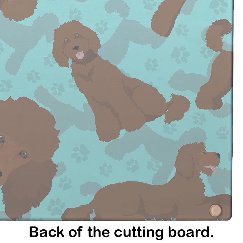 Chocolate Standard Poodle Glass Cutting Board Large