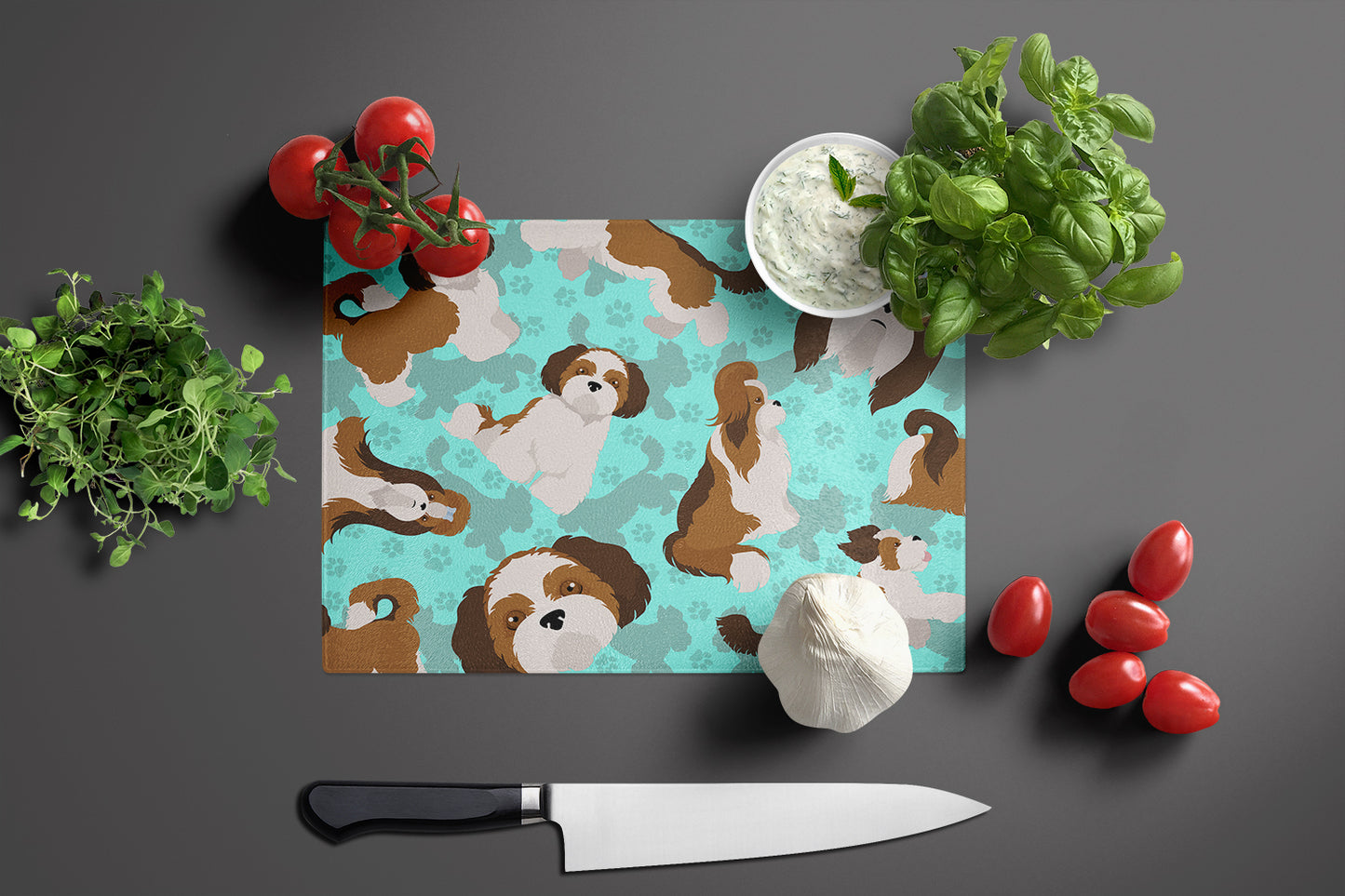 Shih Tzu Glass Cutting Board Large