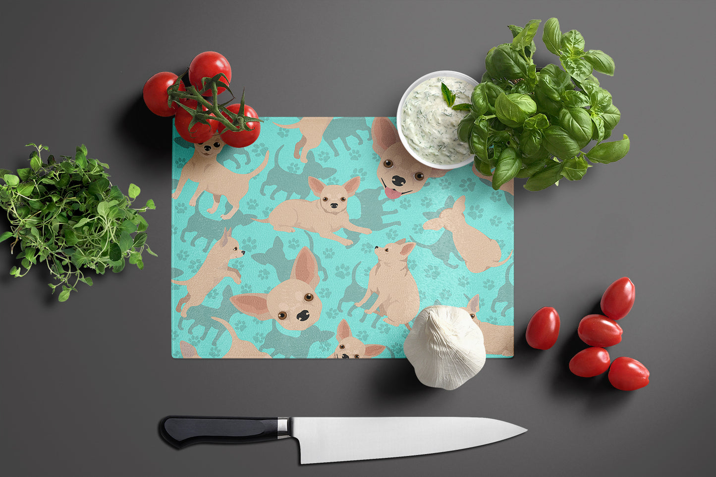 Chihuahua Glass Cutting Board Large