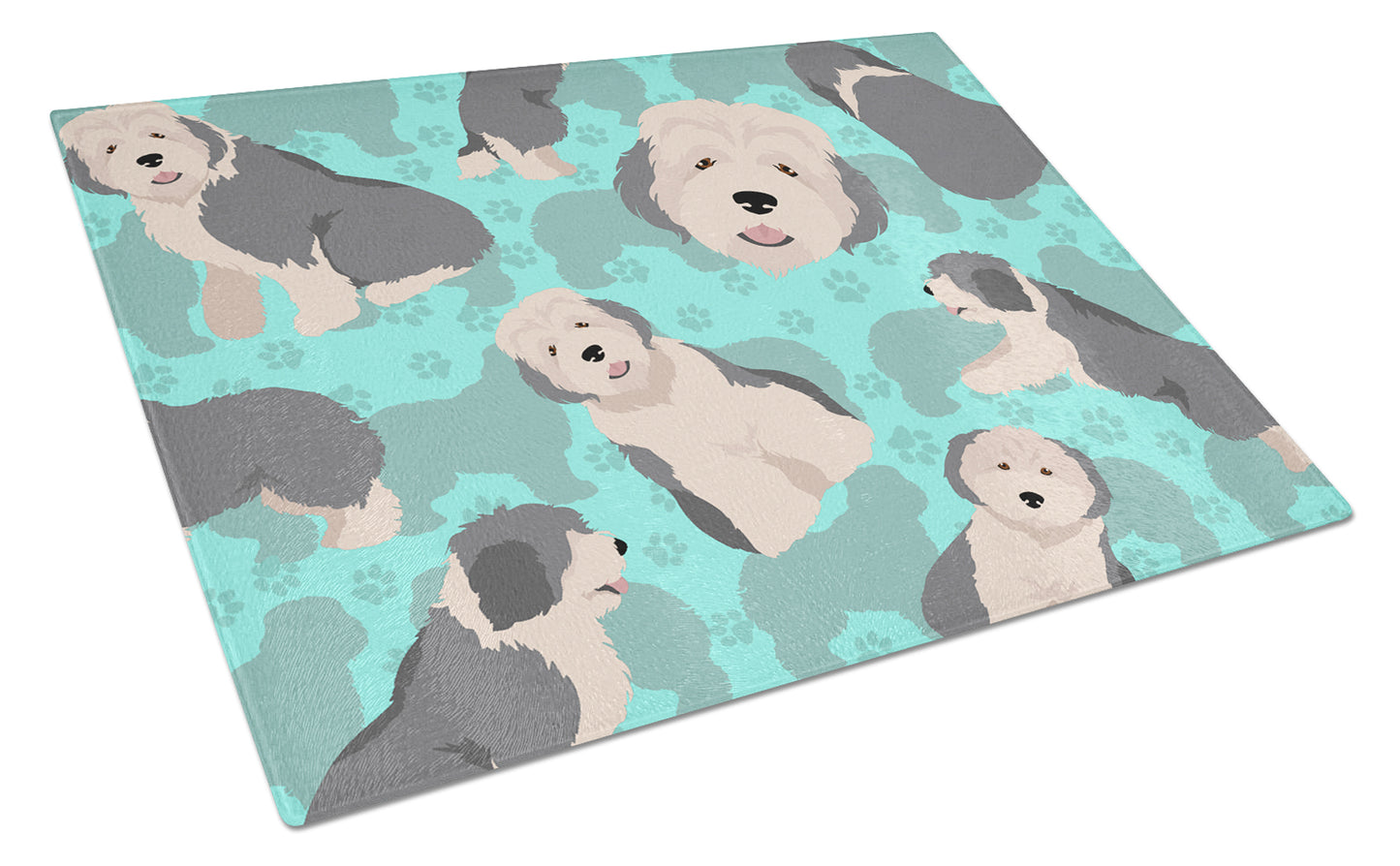 Buy this Old English Sheepdog Glass Cutting Board Large