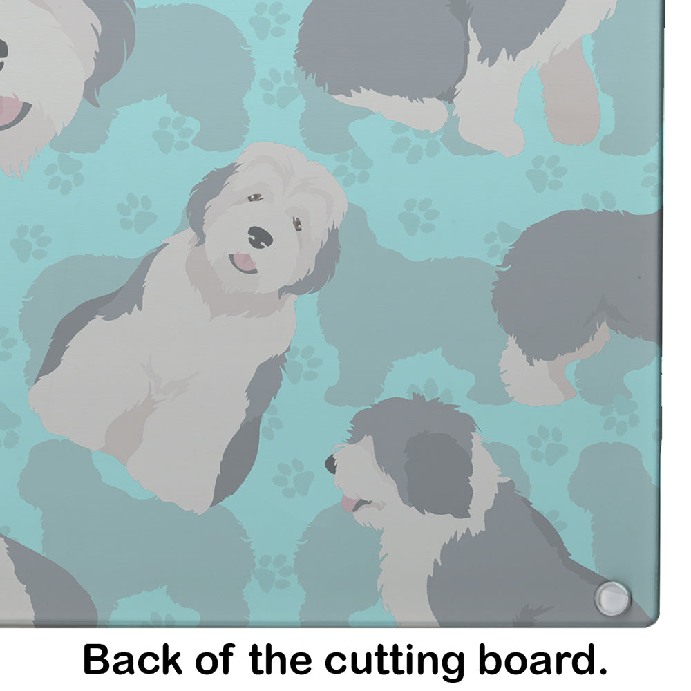 Old English Sheepdog Glass Cutting Board Large