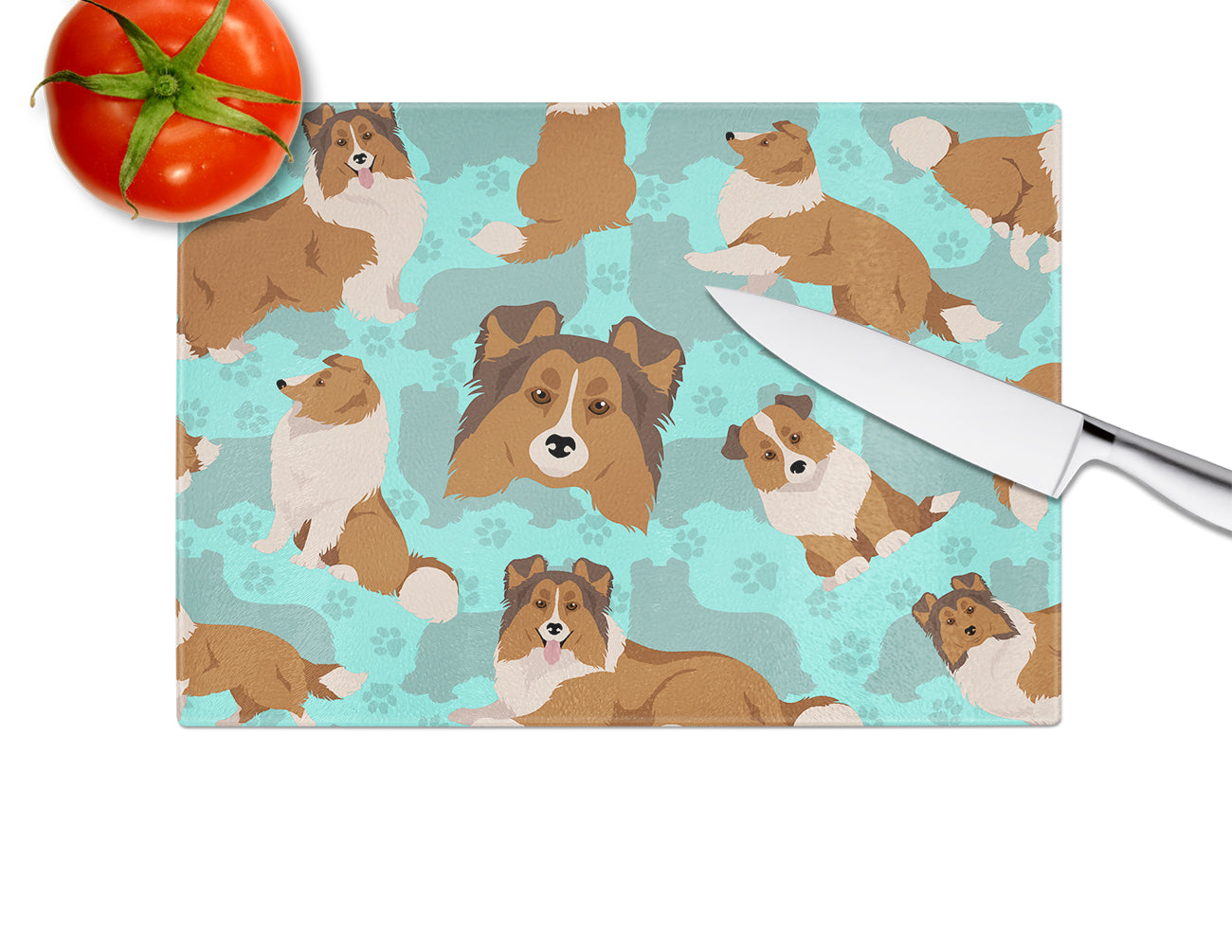 Sheltie Glass Cutting Board Large