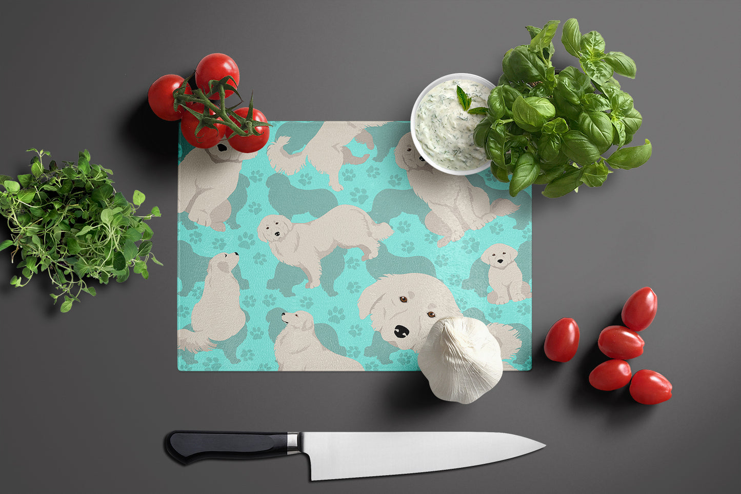 Great Pyrenees Glass Cutting Board Large