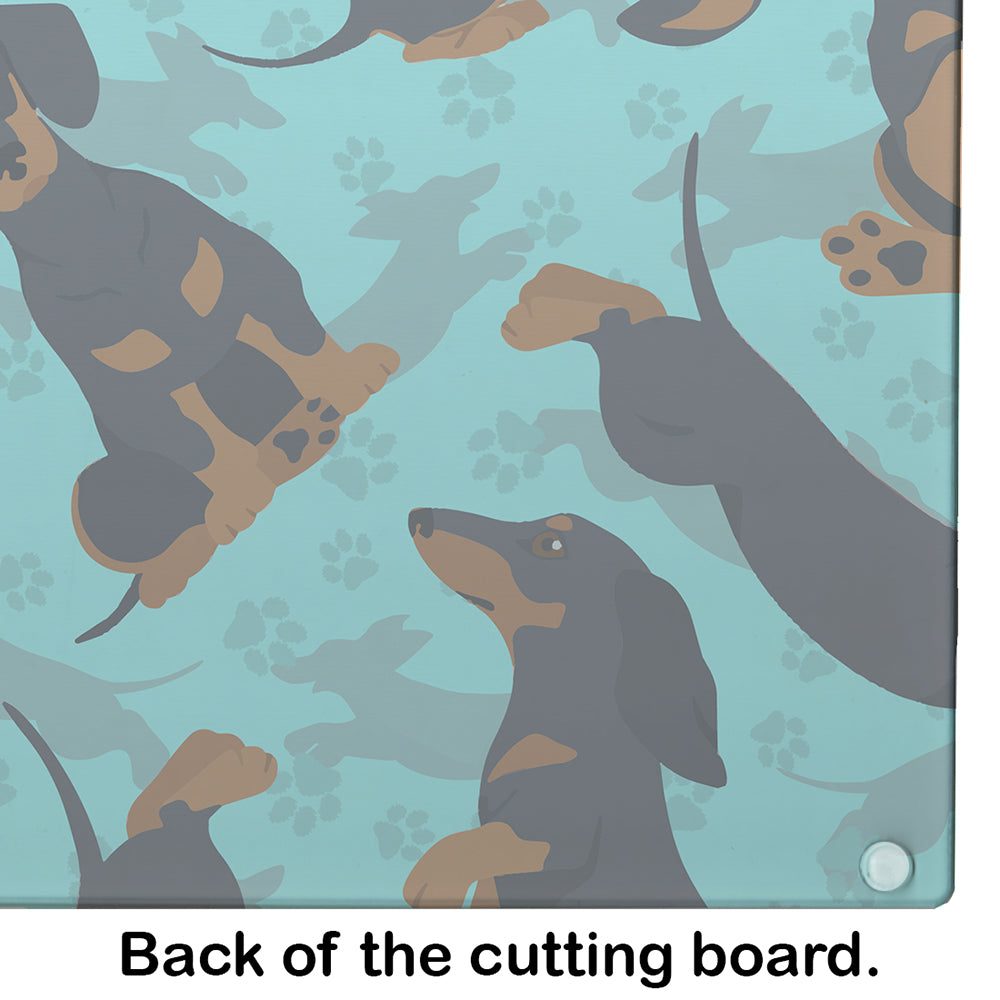 Black and Tan Dachshund Glass Cutting Board Large